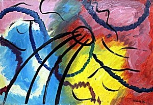 Improvisation 29 - Oil Painting - Wassily Kandinsky: Hand Signed and Dated, Oil Painting on Paper, Size Approx. 19 x 13 Inches
