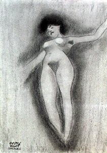 Graphite Drawing on Paper - Gustav Klimt: Graphite Drawing on Paper Dated, Hand Signed, Approximate size: 12 x 8 1/2 Inches. Unknown title, Condition GOOD,