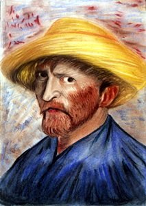 Self-Portrait - Pastel on Paper - Vincent Van Gogh: Self-Portrait, Pastel Drawing on Paper, Hand Signed, Size Approx. 19 x 13 inches