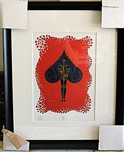 Framed Lithograph "Spade" by Erte: Framed Lithograph "Spade" by Erte, Out of thee book, Size Approx. 21 x 17 In.