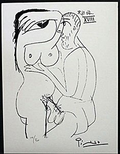 Lithograph After Pablo Picasso: Lithograph After Pablo Picasso , Plate Signed. Size approx. 13 x 10 in. Pablo Picasso (October 25th 1881 - April 8th 1973), also known as Pablo Ruiz y Picasso, was singular in the art world. Not only