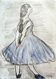 Dancer - Drawing on Paper - E. Degas: Drawing on Paper attributred to the artist Edgar Degas, Hand Signed, Size Approx 12 x 8 1/2 Inches