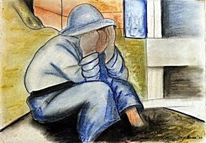 "Nino Sentado" Pastel on Paper - Diego Rivera: Pastel Painting on Paper Attributed to the artist Diego Rivera, Hand Signed in the manner of , Approx. 50 x 35 cm