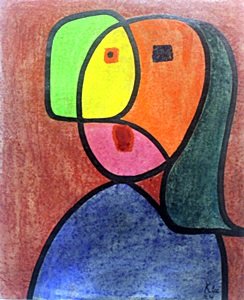 Portrait of a Woman - Paul Klee 1924': Pastel And Oil on Paper, Hand Signed and Dated, 1924' , Size Approx. 16 x 13 Inches