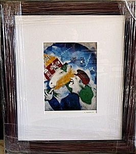 Framed Lithograph by Marc Chagall: Framed Lithograph by Marc Chagall, Out of thee book, Size Approx. 19 x 16 In.