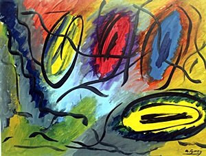 Oil Painting on Paper - Arshile Gorky 1930': Hand Signed, Oil Painting on Paper, Untitled, Excellent Condition, Collection: Private, Provenance: Unknown, Size Approximately 13 x 17 Inches.
