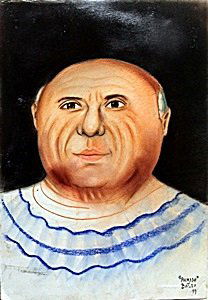 "Picasso" Pastel on Paper by Fernando Botero: Portrait of Pablo Picasso, Pastel Painting on Paper, Hand Signed, Approx. 50 x 35 cm