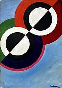 Rythme No 7 - Oil Painting on Paper - Robert Delaunay: Original Oil Painting on Paper, Hand Signed and Dated (1914) Lower Right Corner, Size Measures 20" x 14" inches; Good overall condition (some foxing). Unframed.