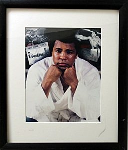 Memorabilia "Muhammad Ali Sitting": Lithographic Photo of Muhammad Ali Sitting, Framed, Size Approx. 23 1/2" x 20" In.