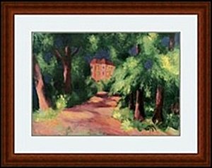 ROTES HAUS IM PARK BY AUGUST MACKE: LITHOGRAPH, IMAGE SIZE: 25 11/16X17 3/4" FRAMED SIZE: 37 1/8X29 1/4"