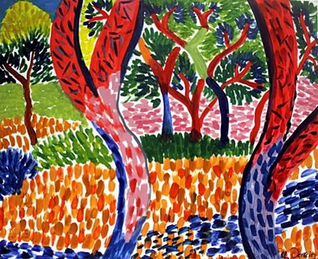 The Forest 1935' - Oil on Paper - Andre Derain: Oil Painting on Paper, Hand Signed, Size Approx. 16 x 13 Inches.