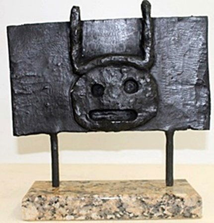 Bronze Sculpture after Max Ernst: Bronze Sculpture on Marble Base, Signed, Approx. 11" x 10 1/2" x 3 1/2" In.