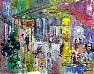 Brunch 2015' by Michael Schofield: One of a Kind, , Hand Painting Oil Painting on Canvas by Michael Schofield, Double Signed, Size Approx. 22" x 30" In