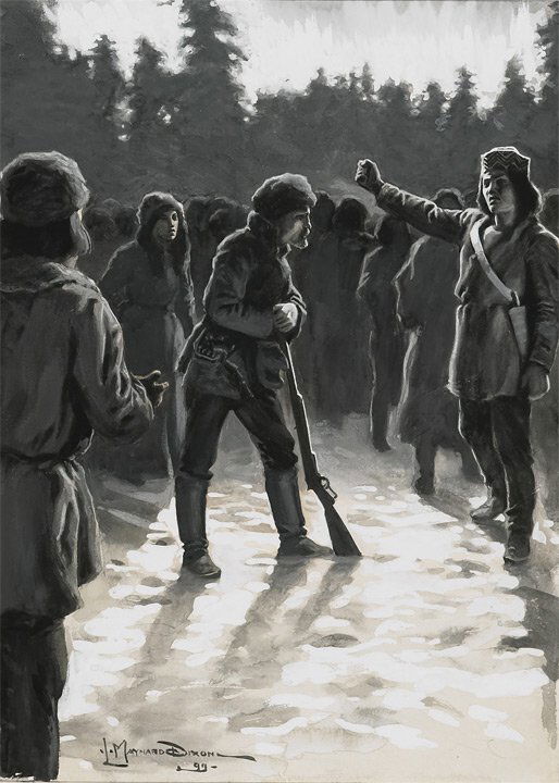 Dixon, Maynard, 1875-1946: Jack London Illustration for "The Son of the Wolf"~1899~gouache on paper~14 7/8 x 10 7/8 inches (sight)~SDLL~signed and dated lower left: Maynard Dixon / '99 authenticity certificate provided on backi