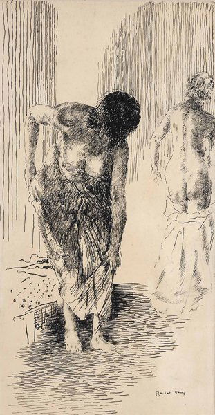 davey randall drawing american art: DAVEY, RANDALL, 1887-1964, AMERICAN, Untitled (Women Dressing), 14 1/4 x 7 1/2 inches, Pen and ink / pencil on paper, signed lower right: Randall Davey (wr)