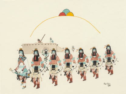 Montoya, Paul (Povi-Tanj), San Juan: Paul Montoya (Povi-Tanj) - San Juan - (b. 1950s) Artwork Date:1985 Title:Hopi Long Hair Medium:watercolor on paper Dimensions:7 7/8 x 10 3/8 inches Framed Dimensions:14 1/4 x 16 1/