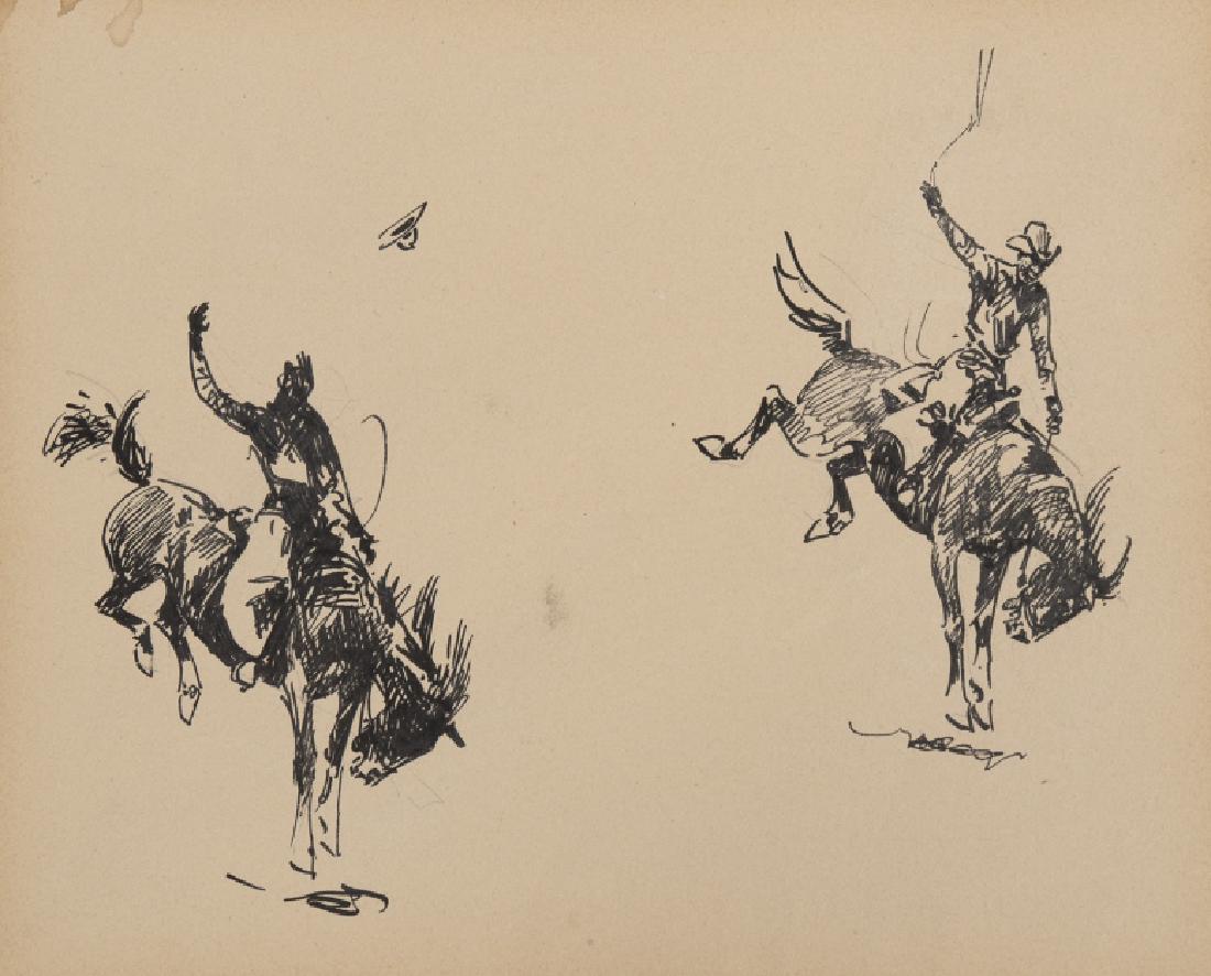 Edward Borein, Sketch of Two Bucking Broncos (1 of 2)