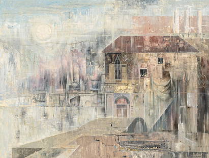 Tom Benrimo, Venetian Fantasy: THOMAS DUNCAN BENRIMO (1887 - 1958) Venetian Fantasy oil on masonite signed lower right: TOM BENRIMO inscribed verso: #11 / Venetian Fantasy Dimensions: 35 5/8 x 47 5/8 inches Framed Dimensions: 41 1/