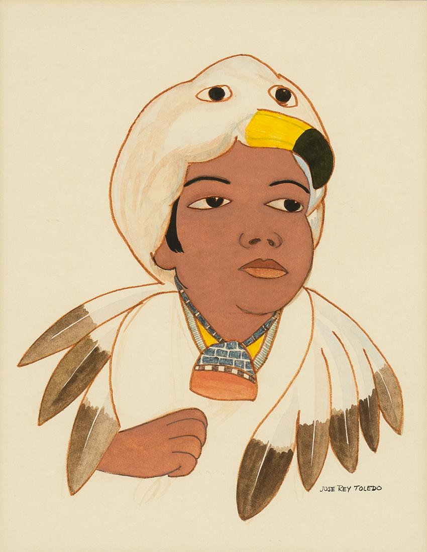 Jose Rey Toledo (Shobah Woonhon), Untitled: Jose Rey Toledo [Shobah Woonhon] (Jemez, 1915 - 1994) Untitled mixed media on paper signed lower right: JOSE REY TOLEDO Dimensions: 12 3/4 x 9 7/8 inches Framed Dimensions: 18 1/2 x 15 1/2 x 1 inches 