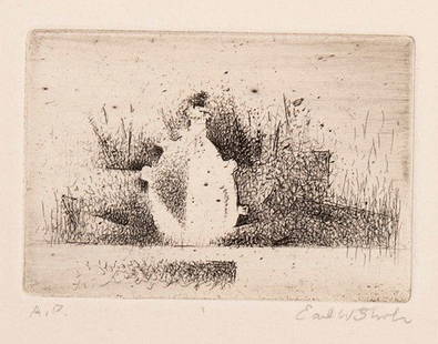 Earl Stroh, Still Life, Artist: Stroh, Earl (1924 - 2005) Still Life etching, Artist's Proof 1 3/4 x 2 1/2 inches Private Collection, New Mexico