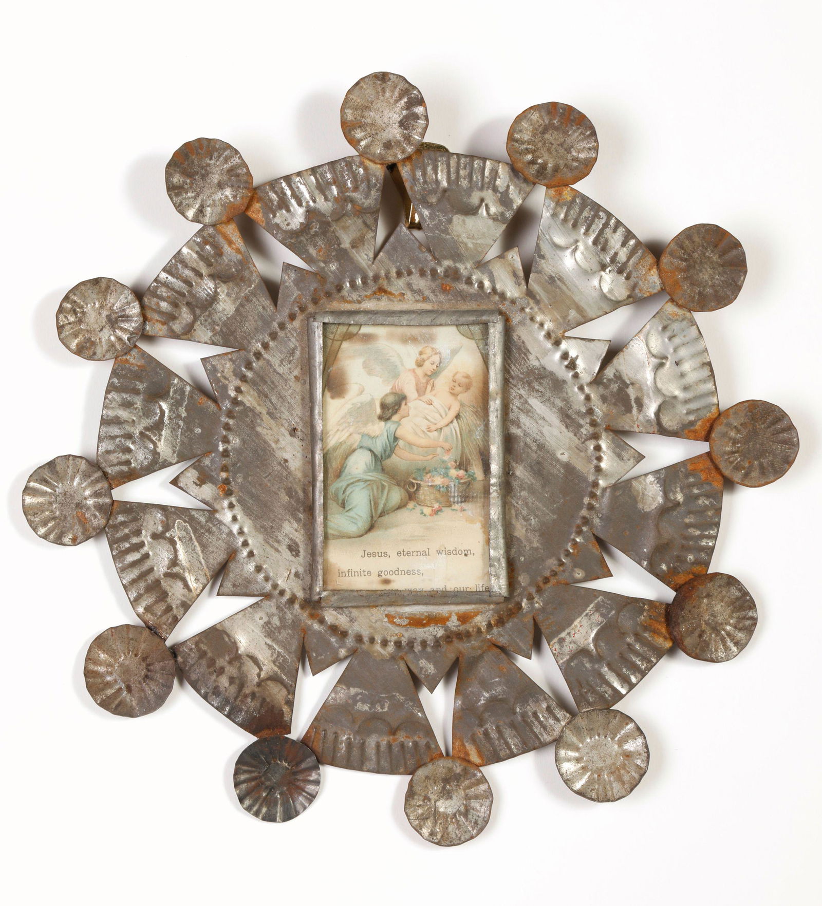 Tin Frame with Devotional Card, ca. 1870-1900 (1 of 2)
