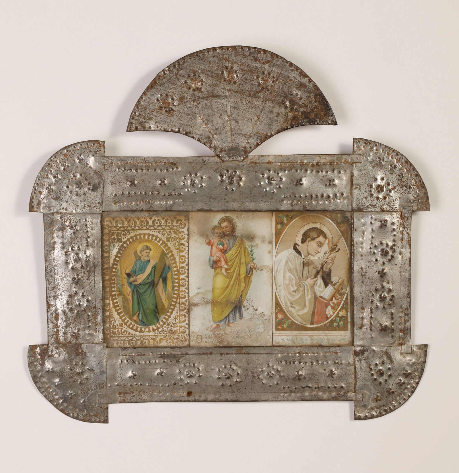 Tin Frame with Three Devotional Cards, ca. 1885 (1 of 2)