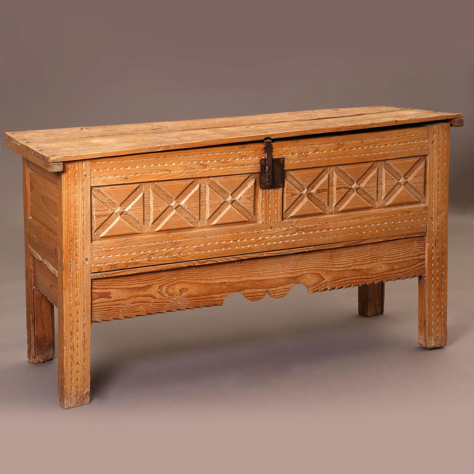 New Mexico, Carved Wooden Chest on Legs (1 of 6)