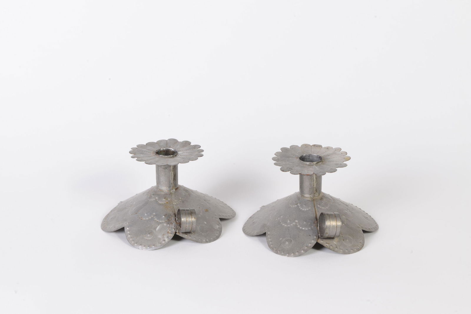 Pair of Tin Candleholders, 20th Century (1 of 4)