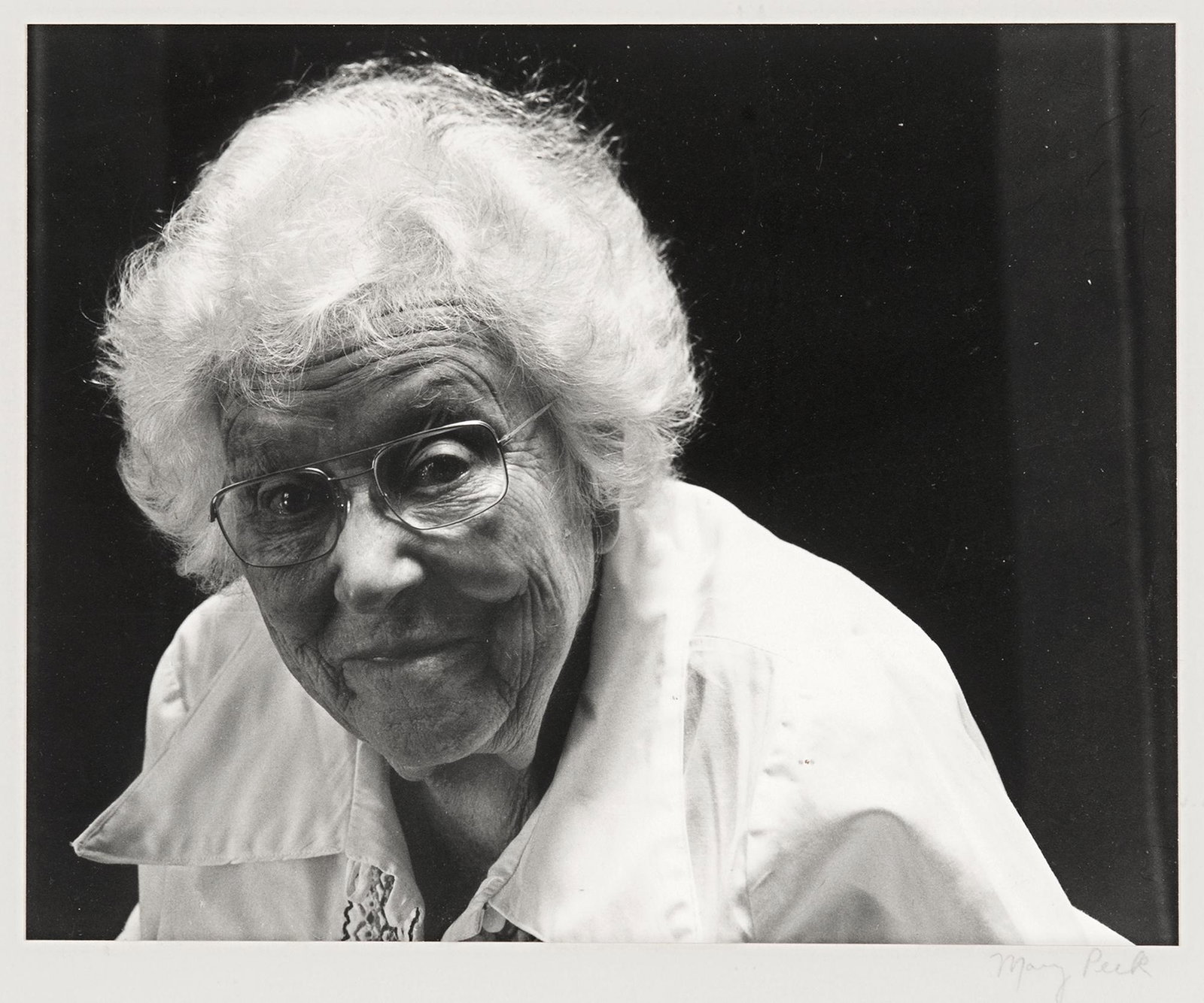 Mary Peck, Portrait of Laura Gilpin: Mary Peck (b. 1952) Portrait of Laura Gilpin silver gelatin print signed in pencil on mat lower right: Mary Peck Provenance: The Collection of Mrs. Harold Charles Price, Jr., Bartlesville, Oklahoma_x0