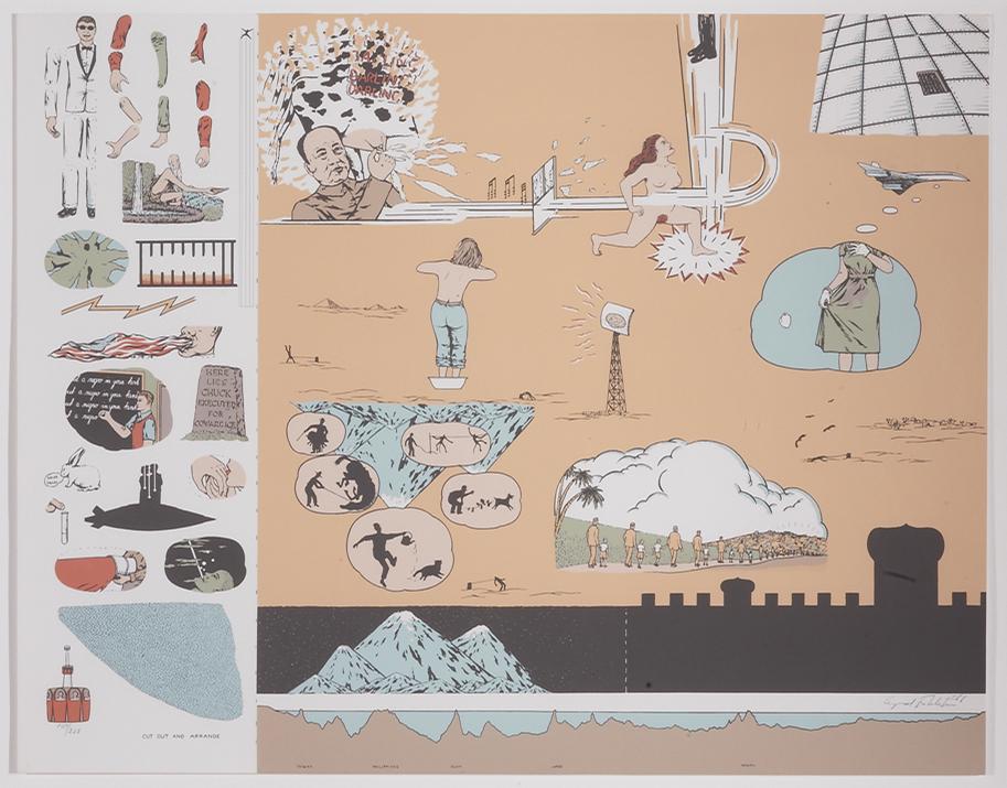 Oyvind Fahlstrom, Eddy in the Desert... 1966: Oyvind Fahlstrom (Swedish, 1928 - 1976) Eddy (Sylvie's Brother) in the Desert, 1966 color lithograph, 109 / 225 Dimensions: 17 x 21 3/4 in. Framed Dimensions: 24 3/4 x 29 3/4 x 1 1/2 in. From "New Yor