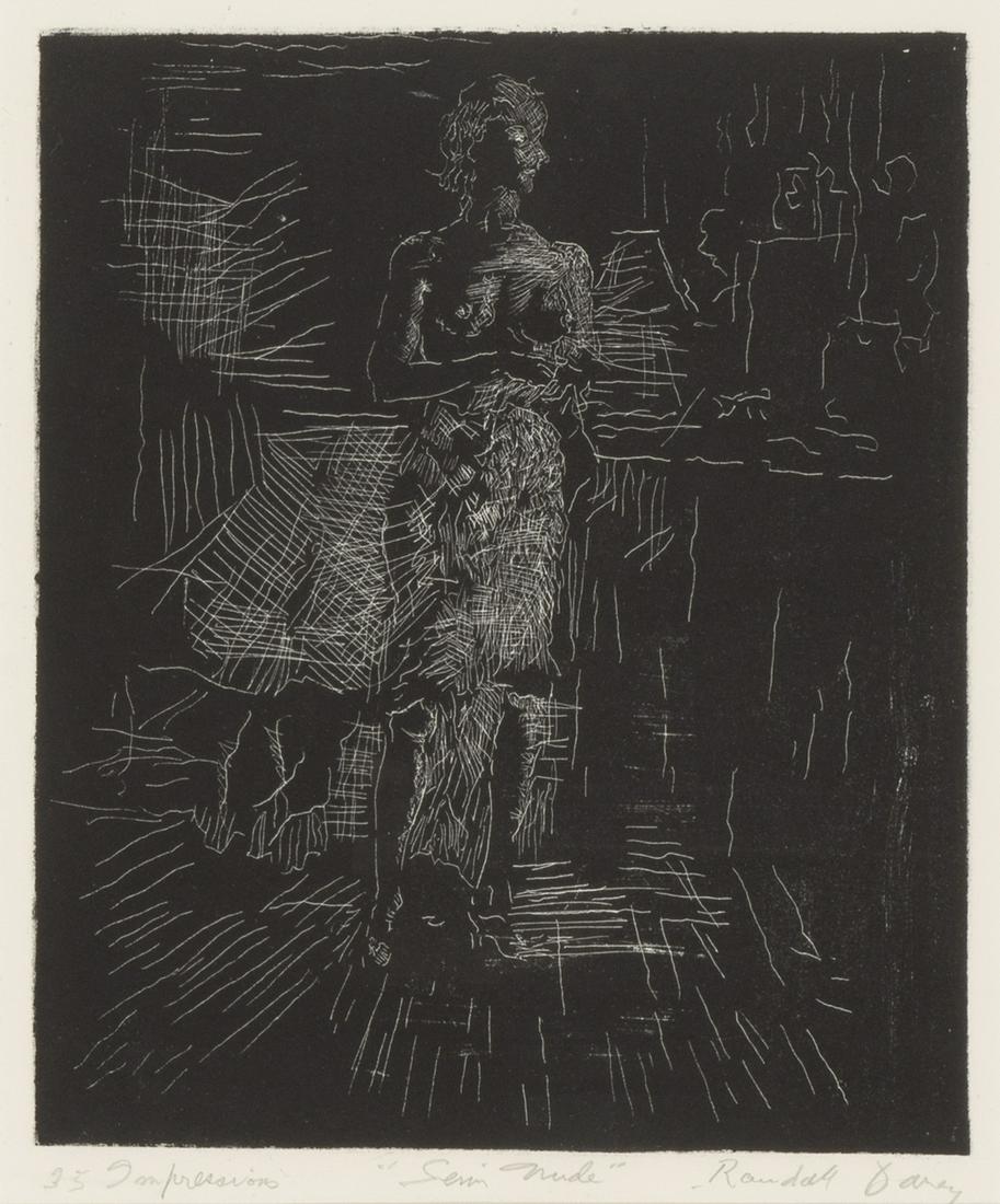 Randall Davey, Semi Nude: Randall Davey (1887 - 1964) Semi Nude lithograph, edition of 35 Dimensions: 9 1/2 x 8 in. Framed Dimensions: 17 1/2 x 15 1/4 x 3/4 in. signed lower right: Randall Davey_x000D_ editioned lower left: 35