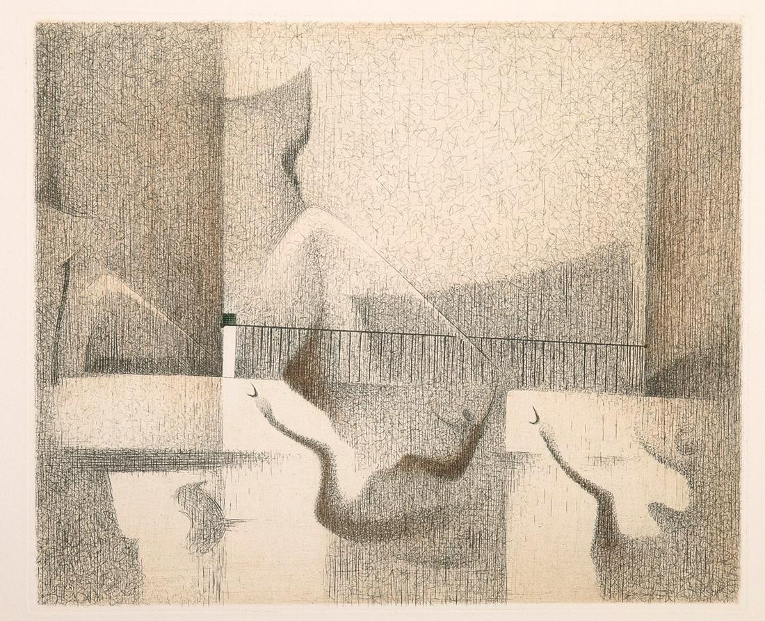 Earl Stroh, Fountain of the Dragon, 1955: Earl Stroh (1924 - 2005) Fountain of the Dragon, ca. 1955 etching Dimensions: 11 3/8 x 13 3/8 in.