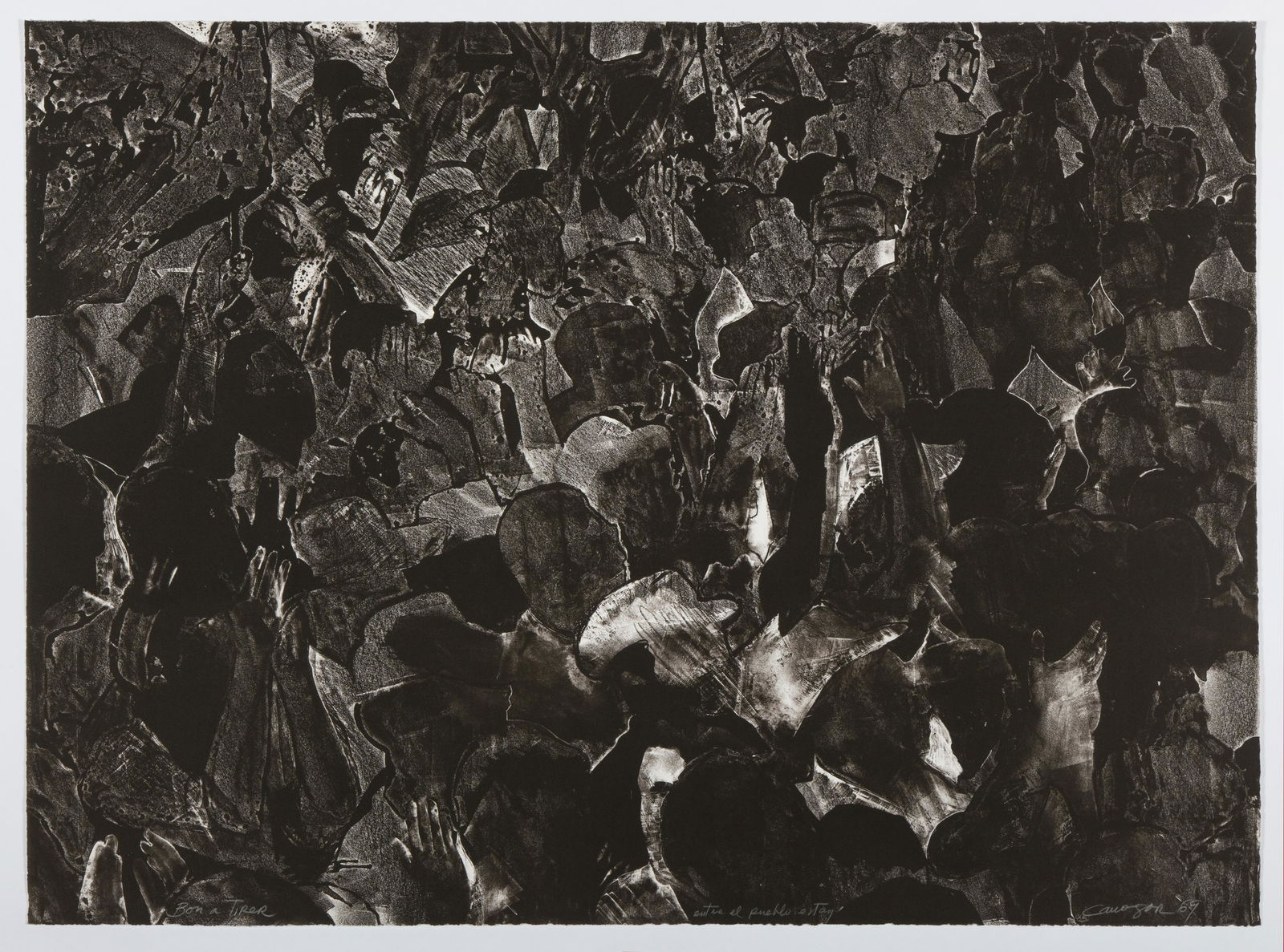 Rafael Canogar, Group of Three Lithographs: Rafael Canogar (b. 1935) Group of Three Lithographs , 1969 , Bon Ã Tirer (1) I Am In The Town (Entre el pueblo estoy) from The Earth. lithograph, 22 1/16 x 30 1/16 in. Signed and dated lower right: