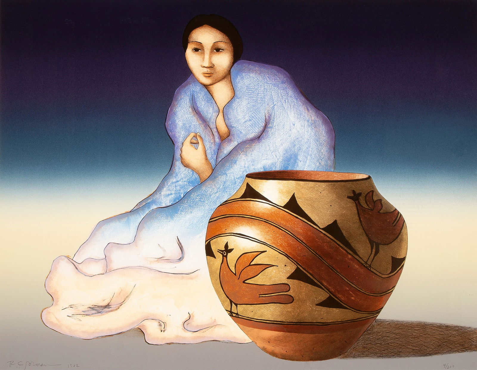 R. C. Gorman, Two Lithographs: R. C. Gorman (1931 - 2005) Two Lithographs Rainbow Jar, 1982 color lithograph, edition 4 of 200 signed and dated lower left: R. C. Gorman 1982 editioned lower right: 4 / 200 artist’s chop mark lower