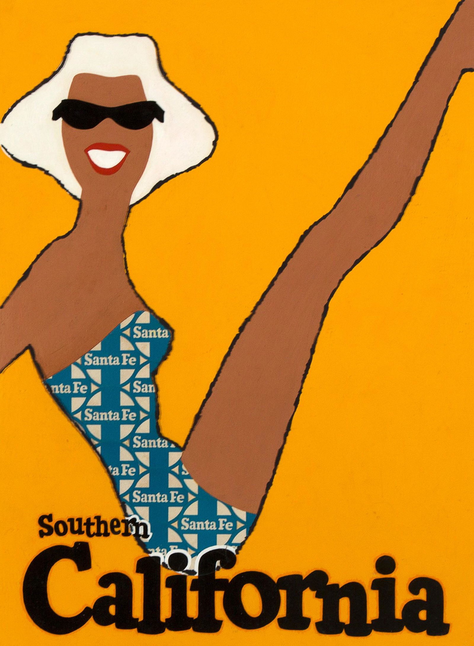 Illustration for Southern California ATSF Poster: Unknown ca. 1950-1960Illustration for Southern California ATSF Postertempera with collage and acetate overlay on artists boardAtchison Topeka and Santa Fe Railway poster designDimensions: 21 3/4 x 16