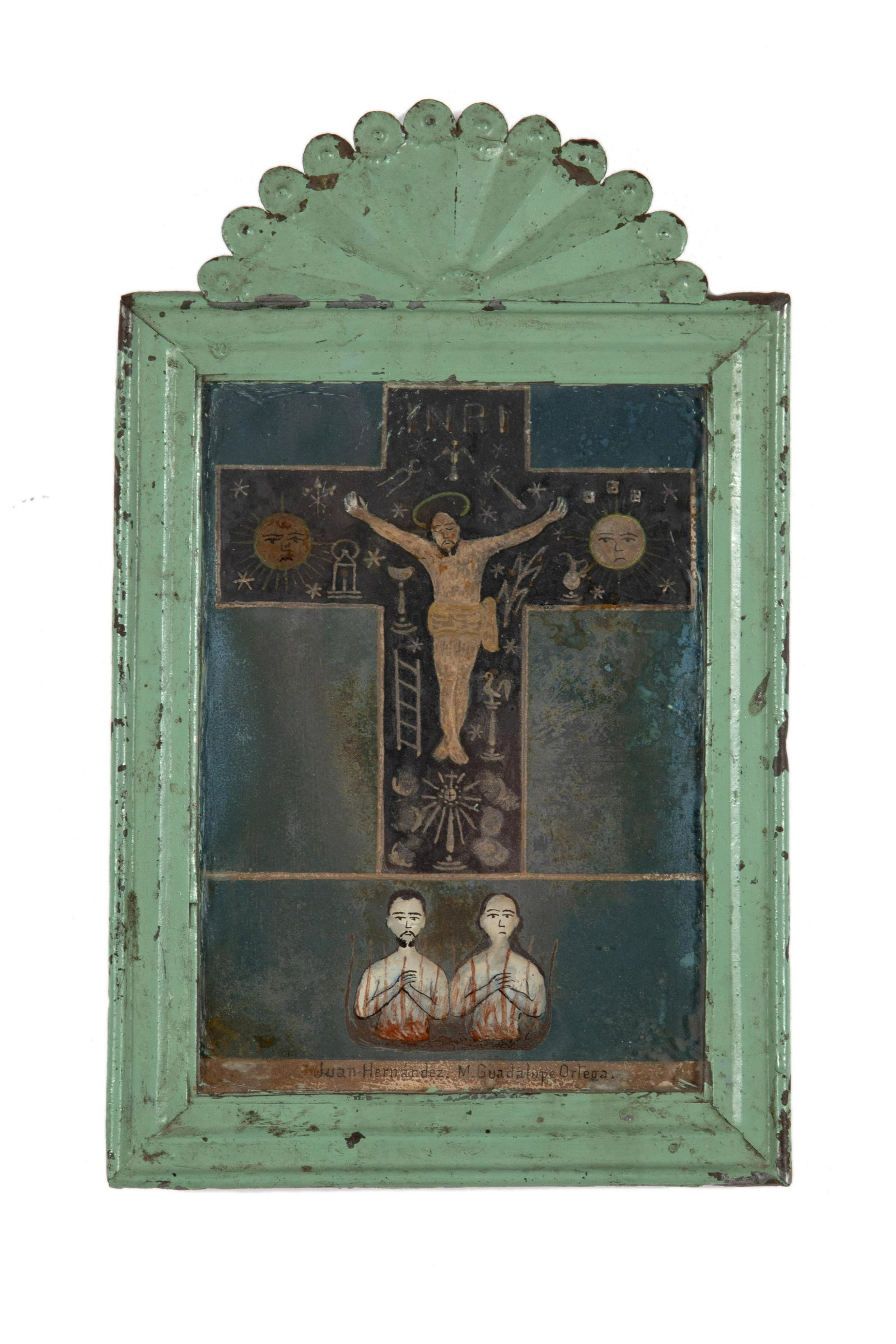 Spanish Colonial, Devotional Crucifixion Retablo (1 of 1)