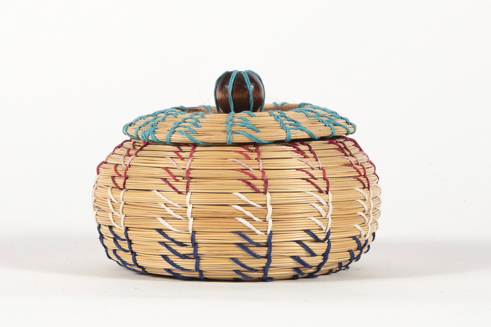 Pomo, Lidded Basket: Pomo Lidded Basket Lidded Basket height 3 x diameter 3 ½ in **Proceeds from the sale of this work benefit a New Mexican Native American museum for the care of their collection and future acquisitions