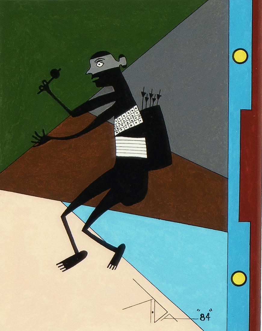 Tony Da, Untitled, 1984: Tony Da(San Ildefonso, 1940 - 2008)Untitled, 1984mixed media on papersigned and dated lower right: T. DA "84"10 1/8 x 7 7/8 in. (25.72 x 20 cm.), Frame: 16 1/4 x 14 x 1 1/8 in. (41.28 x 35.5