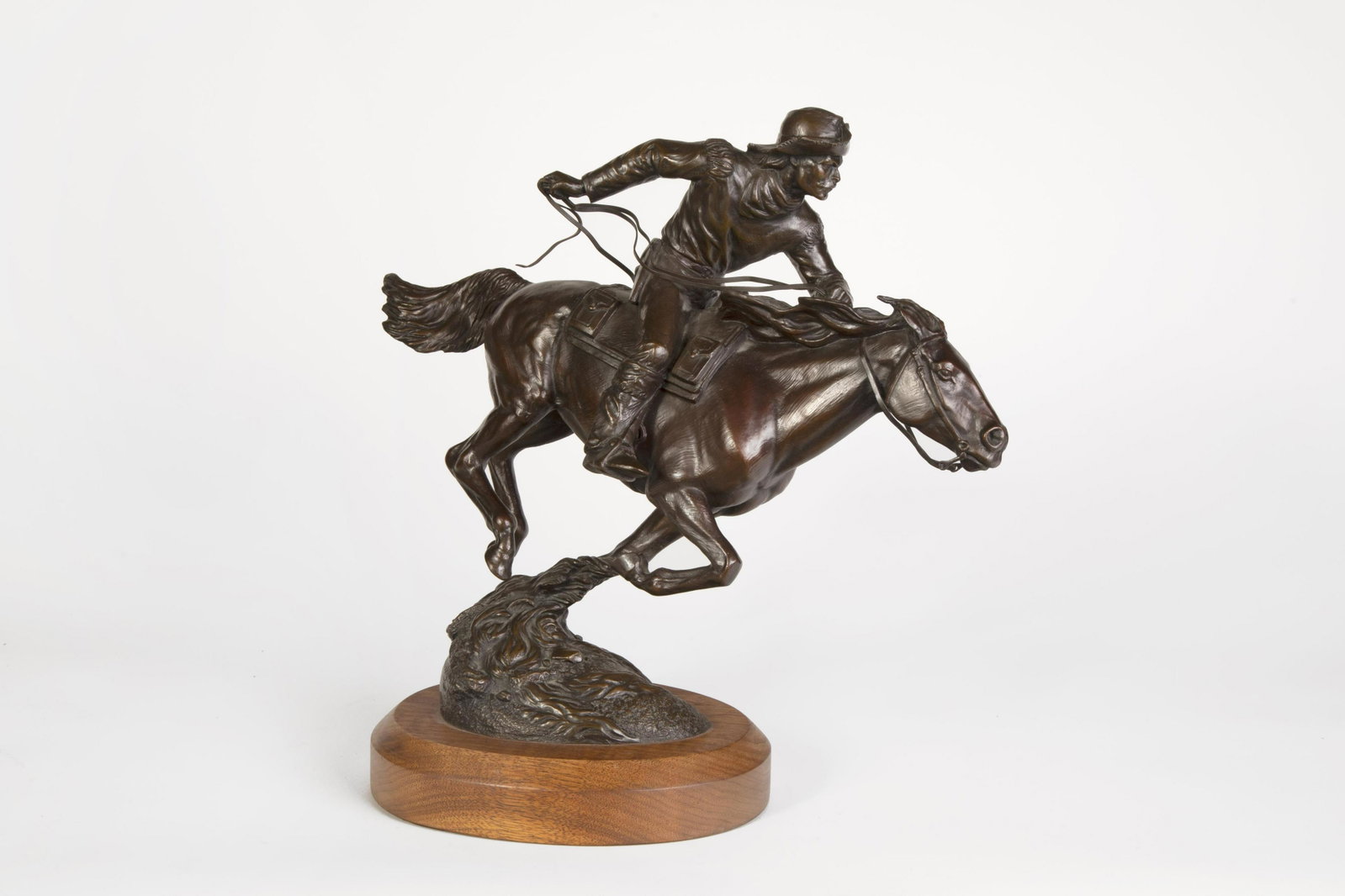 Kevin McCarthy, Pony Express, 1990: Kevin McCarthy (b. 1955) Pony Express, 1990 bronze, edition 11 of 20 inscribed: Kevin McCarthy / 1990 11/20 With Base: 15 3/4 x 16 1/2 x 7 3/4 in. (40.01 x 41.91 x 19.69 cm.) The Private Collection o