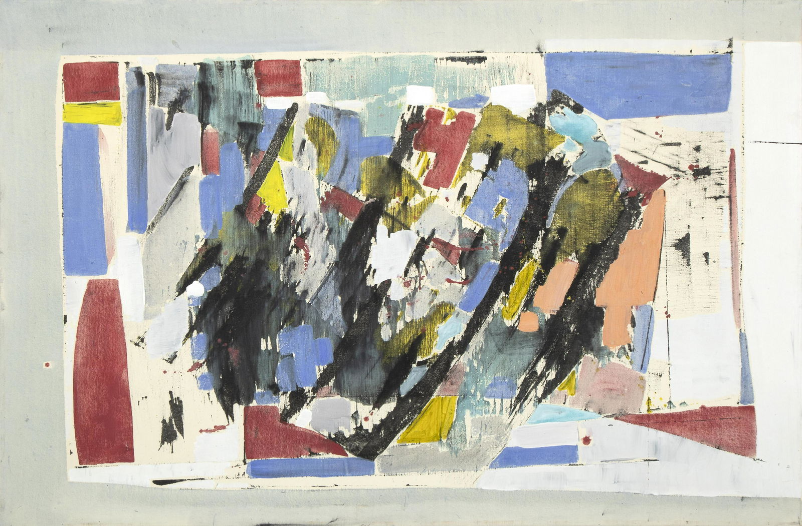 Beatrice Mandelman, Untitled: Beatrice Mandelman(1912 - 1998)Untitledacrylic and gouache on canvasobscurely signed lower left: Mandelman31 1/2 x 47 1/4 in. (80.01 x 120.02 cm.), Frame: 32 5/8 x 48 3/8 x 1 1/2 in. (82.87 x 122.87 x