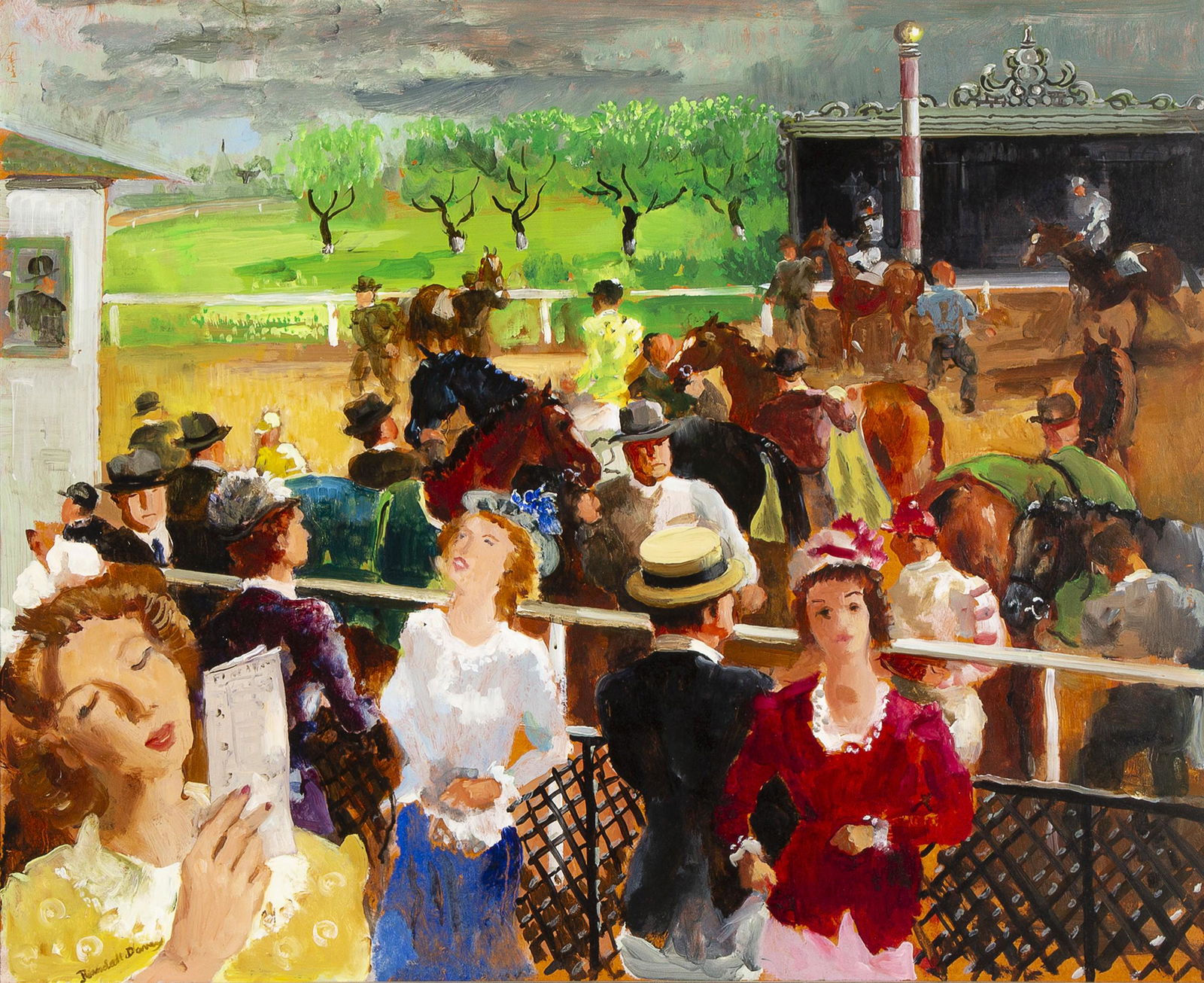 Randall Davey, After a Race at Rolling Rock: Randall Davey(1887 - 1964)After a Race at Rolling Rockoil on masonitesigned lower left: Randall Davey26 1/8 x 32 1/8 in. (66.36 x 81.60 cm.), Frame: 31 1/2 x 37 1/2 x 2 in. (80.01 x 95.25 x 5.08 cm.)