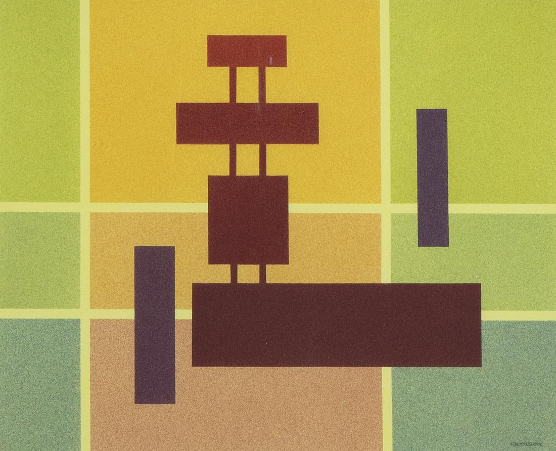 Raymond Jonson, Watercolor No. 13, 1944: Raymond Jonson(1891 - 1982)Watercolor No. 13, 1944watercolorsigned lower right: Jonsoninscribed verso: Mat is painted with Acrylic Gesso / WATERCOLOR NO. 13 - 1944 / RAYMOND JONSON / 2/16 [artist's ci