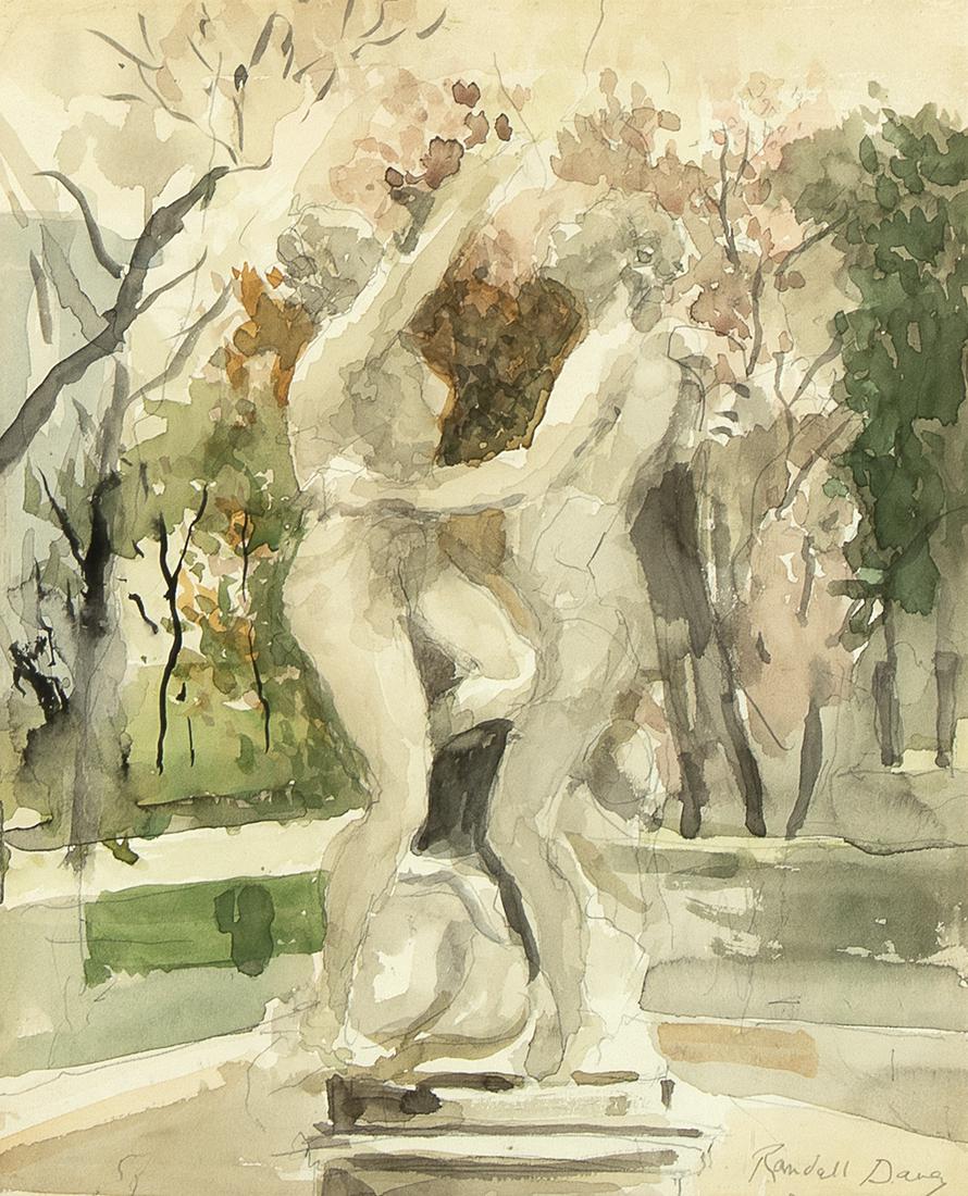 Randall Davey, Untitled (Statues in a Garden): Randall Davey(1887 - 1964)Untitled (Statues in a Garden)watercolor and graphitesigned lower right: Randall Davey11 5/8 x 9 5/8 in. (29.53 x 24.45 cm.), Frame: 18 3/4 x 16 5/8 x 1 5/8 in. (47.63 x 42.2