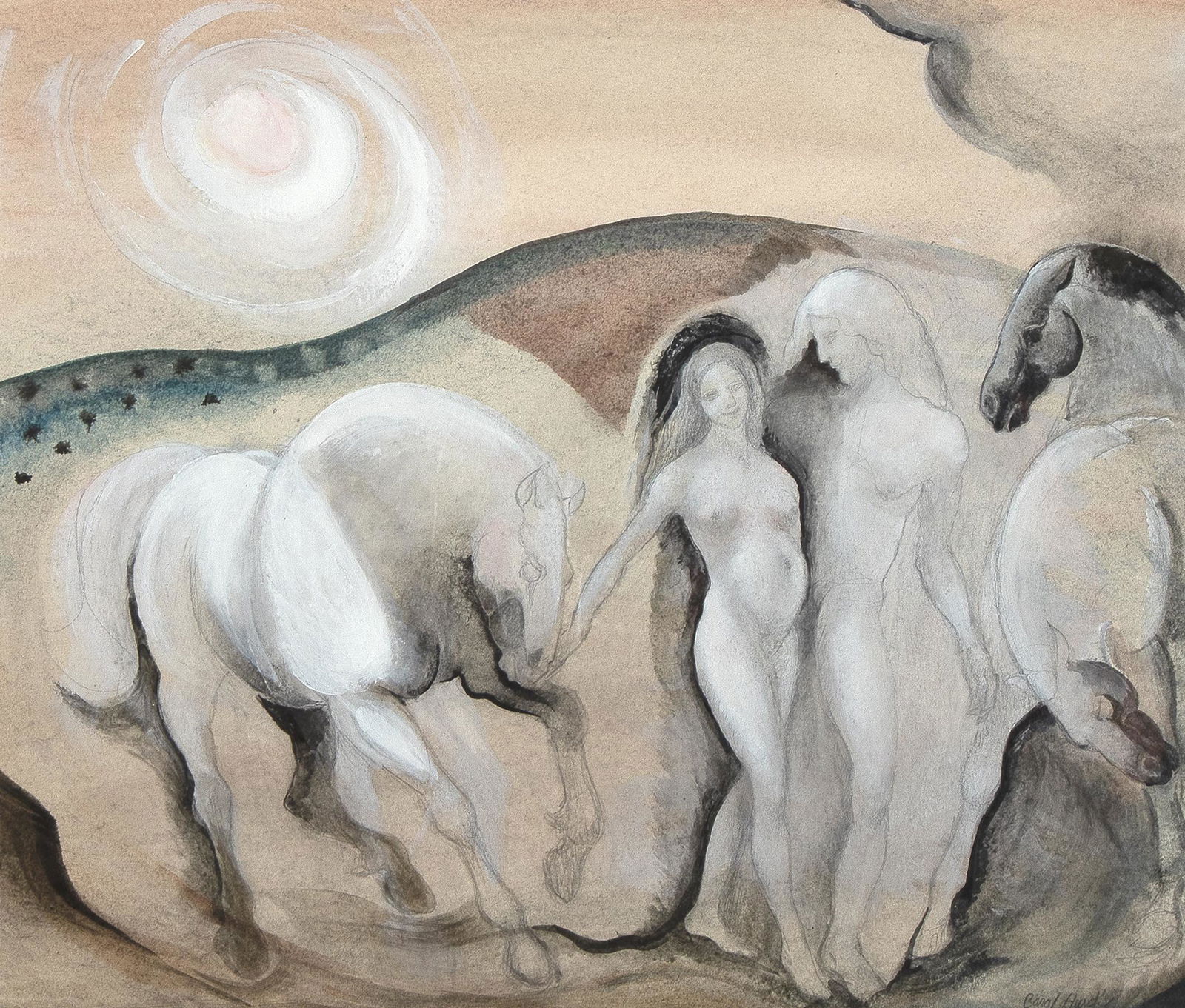 Carol Hurd, Untitled (Couple with Two Horses), 1981 (1 of 2)