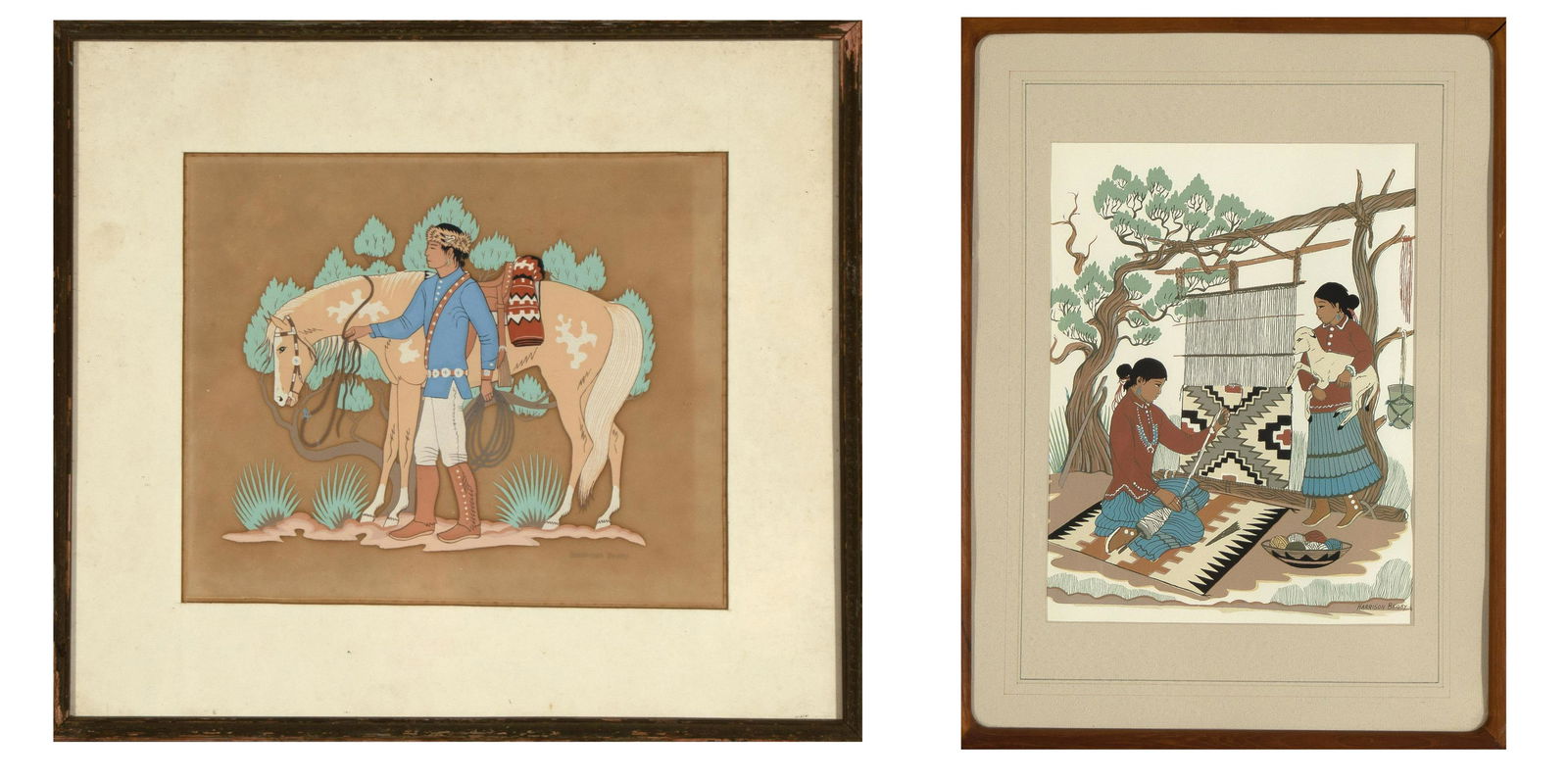 Harrison Begay [Haskay Yahne Yah], Two Serigraphs (1 of 5)