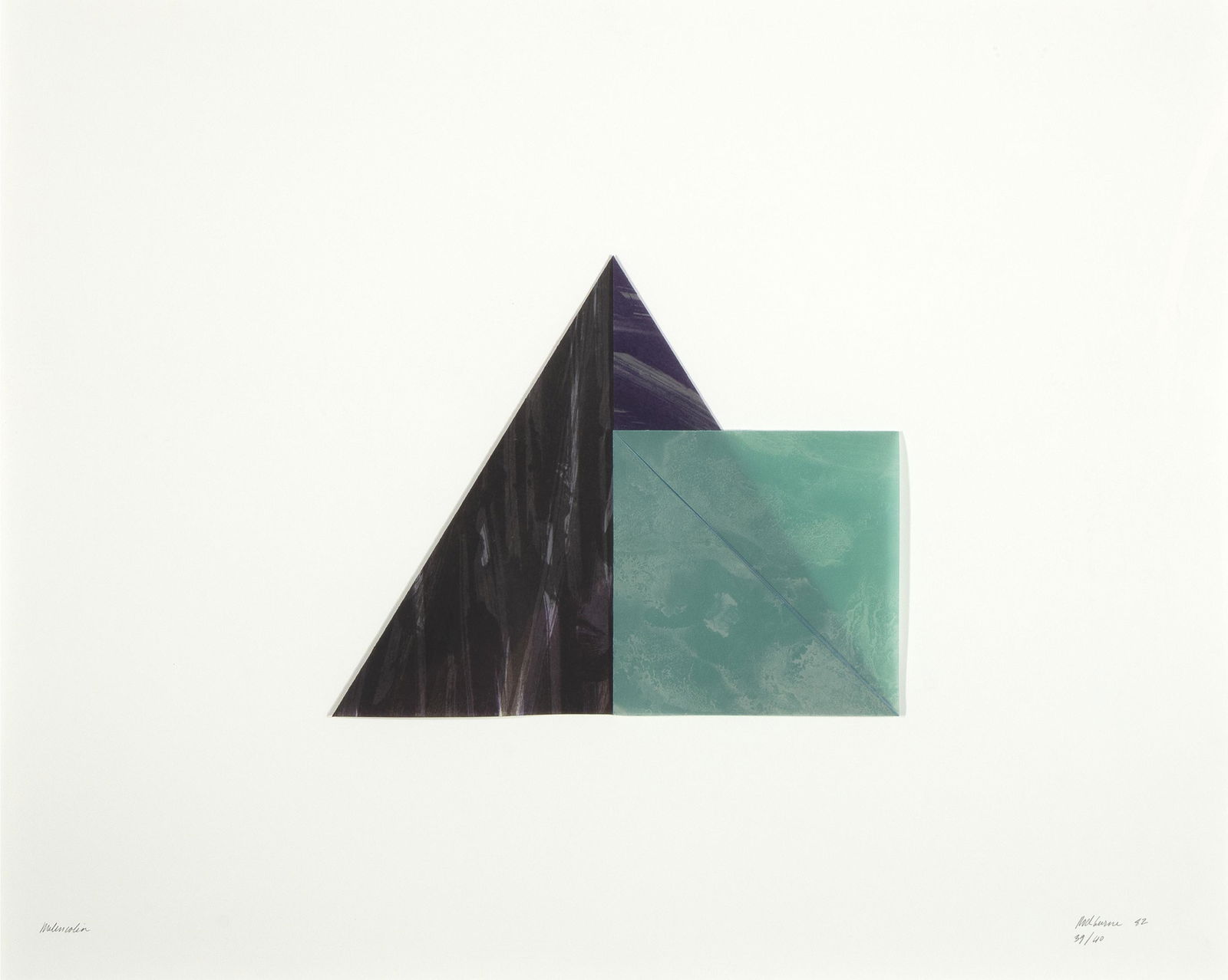 Dorothea Rockburne, Melencolia, 1982: Dorothea Rockburne(b. 1934)Melencolia, 1982/1983double-sided color lithograph on two sheets of Transpagra vellum paper, folded and mounted on ragboard, edition 39 of 40signed, dated and editioned lowe