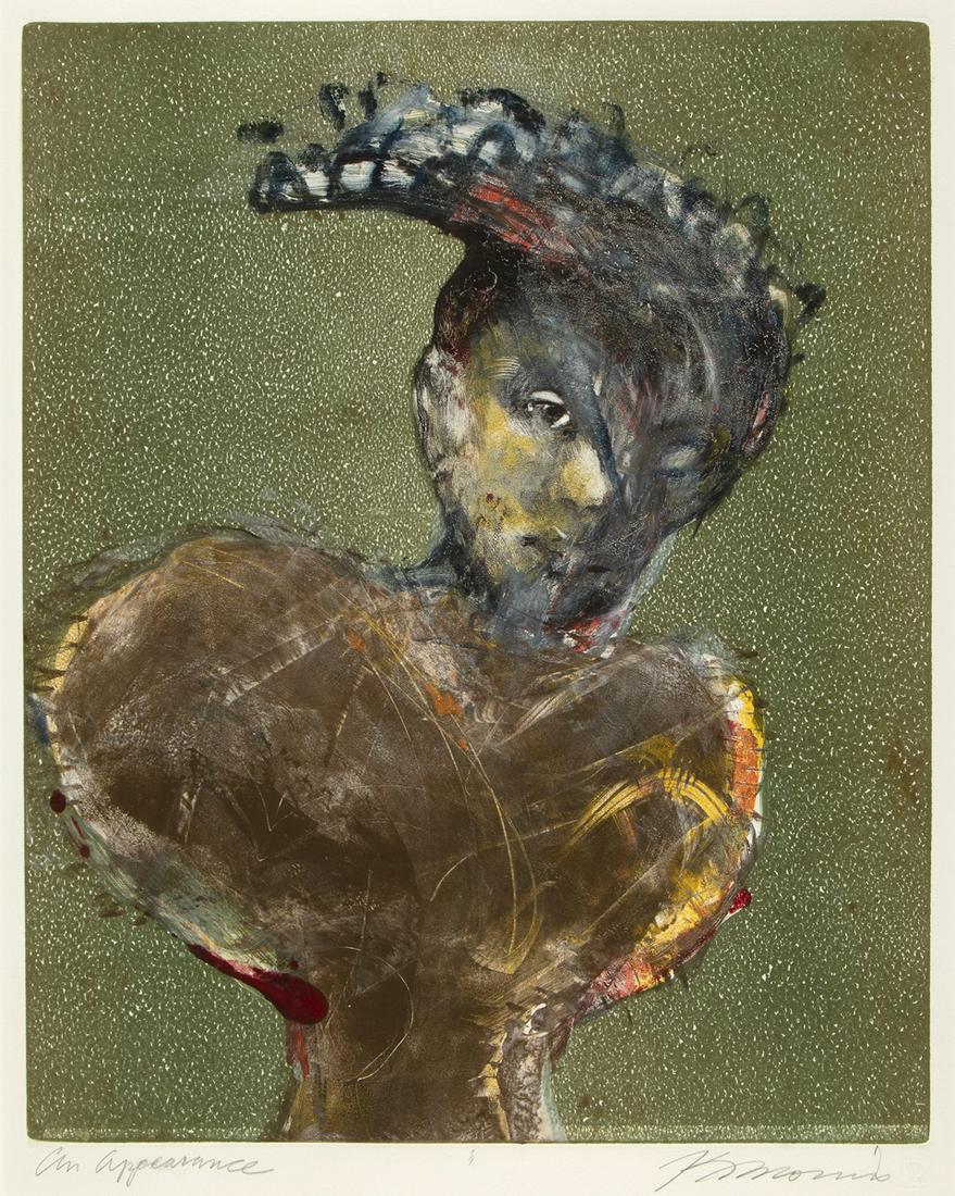 Kathleen Morris, An Appearance, ca. 1992: Kathleen Morris(b. 1946)An Appearance, ca. 1992monotypesigned lower right: K Morristitled lower left: An Appearance19 1/2 x 15 1/2 in. (49.53 x 39.37 cm.), Matte: 28 x 23 in. (71.12 x 58.42 cm.)