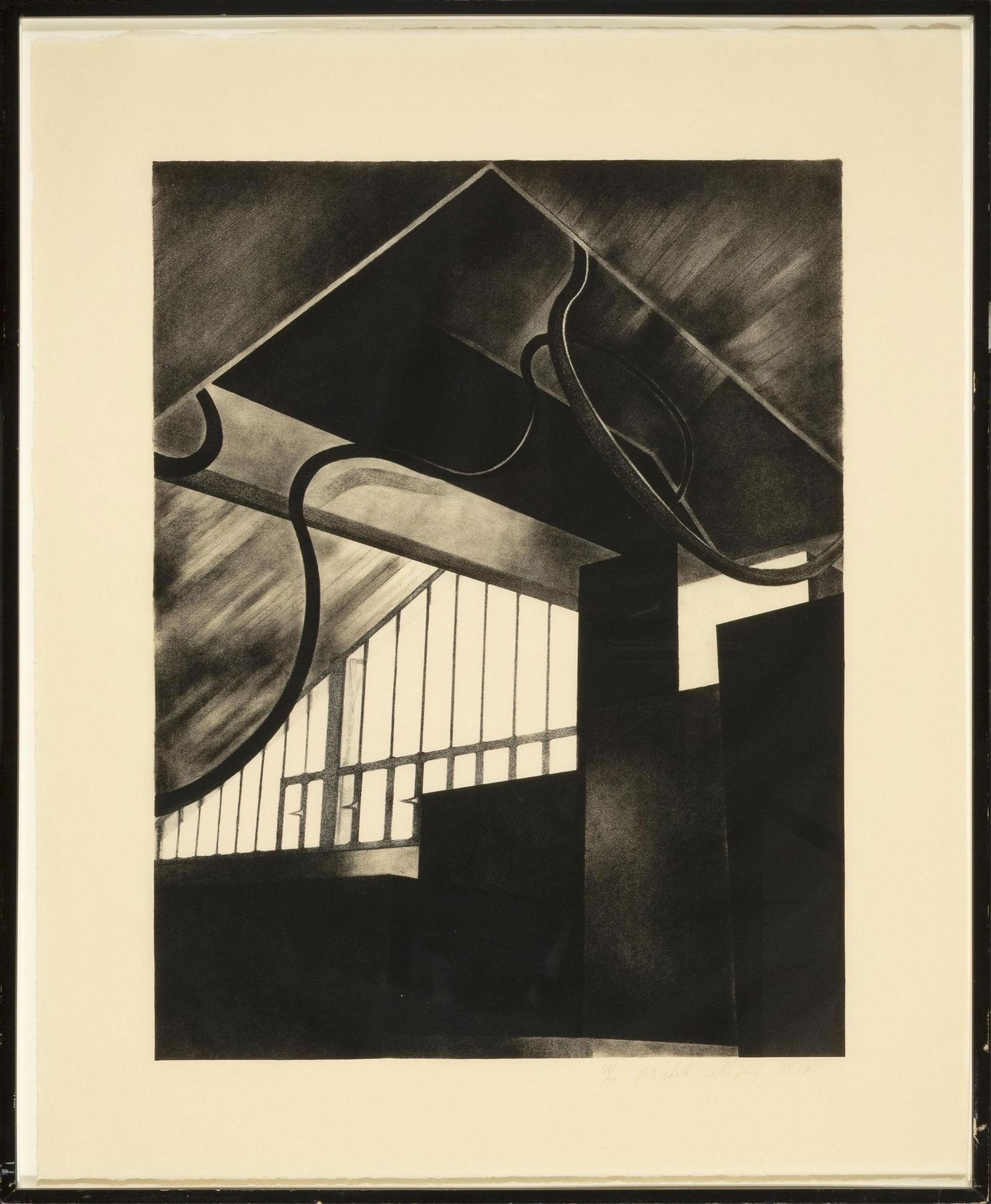 Michele Zalopany, Interior I, 1988: Michele Zalopany(b. 1955)Interior I, 1988mezzotint, edition 68 of 70editioned, signed and dated lower right: 68/70, Michelle Zalapony 198837 1/2 x 30 1/2 in. (95.25 x 77.47 cm.), Frame: 40 x 33 x 1 1/
