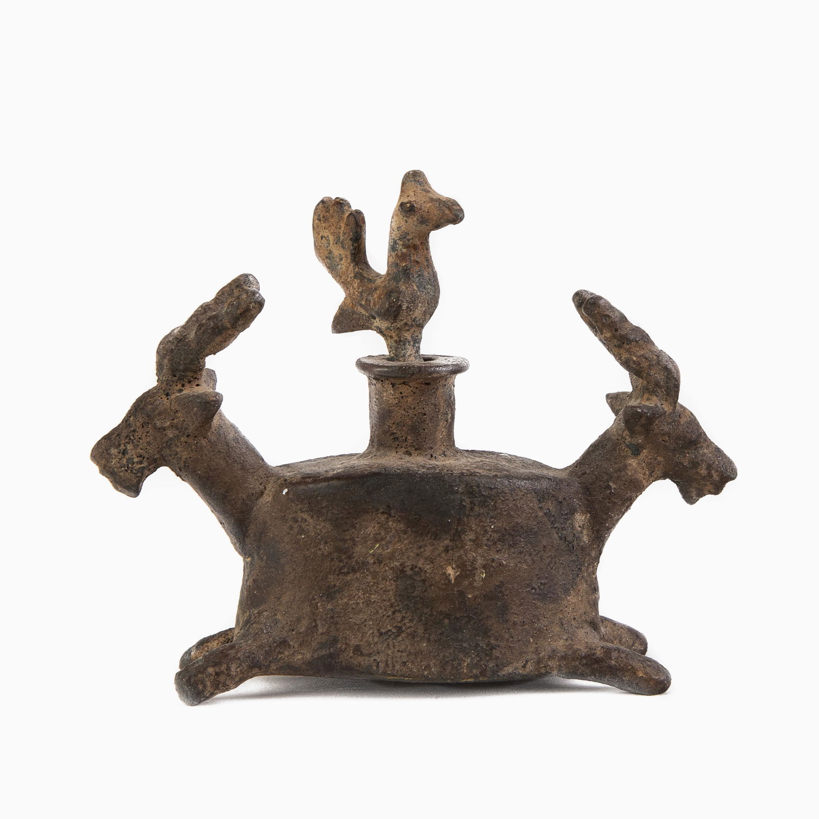 Middle East, Bronze Scent Bottle with Bird Stopper (1 of 3)