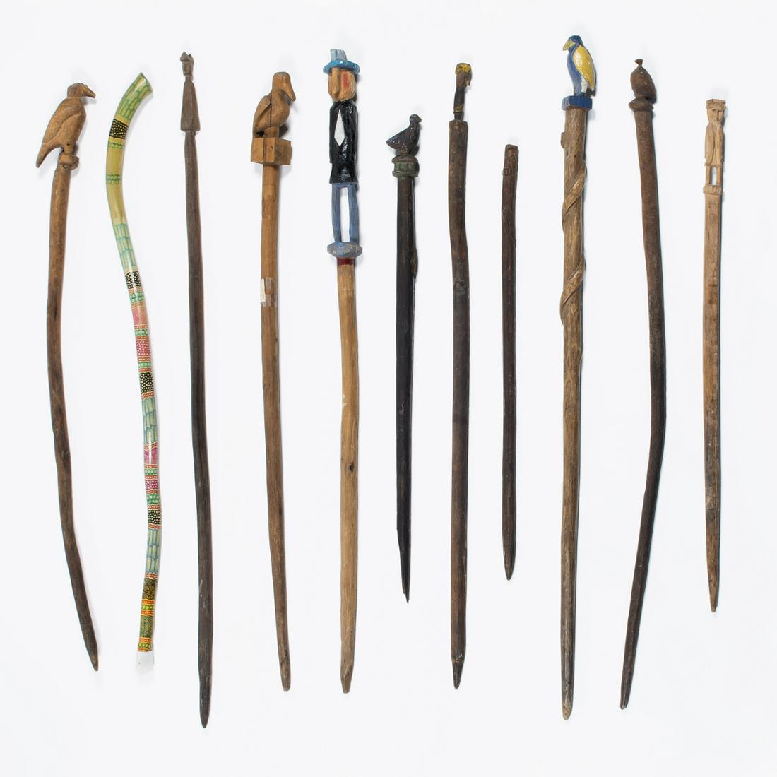 Central America, San Blas Islands, Group of Eleven: Central America, San Blas Islands Group of Eleven Orsuala Staffs Various origins, including: Mansukun and San Ignacio de Tupile Longest: 42 1/4 in. (107.32 cm.) The Barbara and Ed Okun Collection